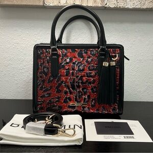 Brahmin Cami RED LEOPARDESS Satchel Crossbody W/Tassels NWT